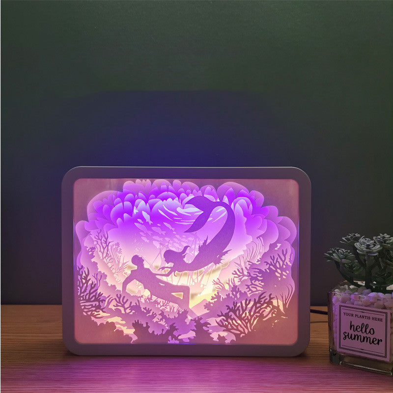 3d Paper Cut Shadow Night Light Box for Christmas, Valentine, Birthday Gift