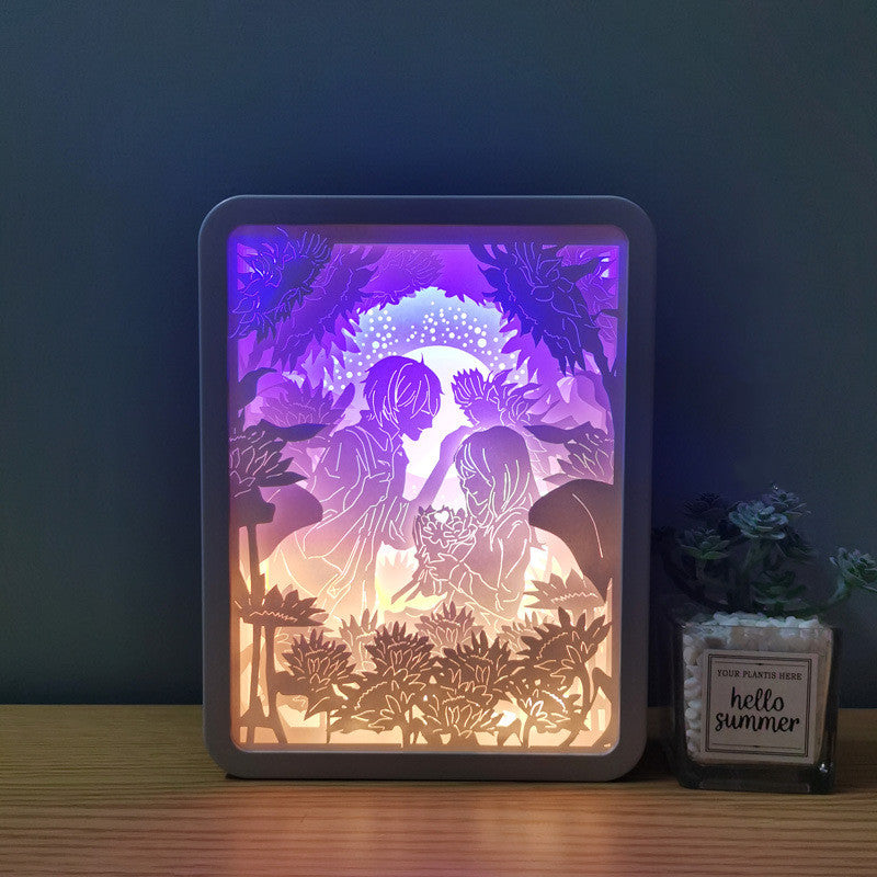 3d Paper Cut Shadow Night Light Box for Christmas, Valentine, Birthday Gift