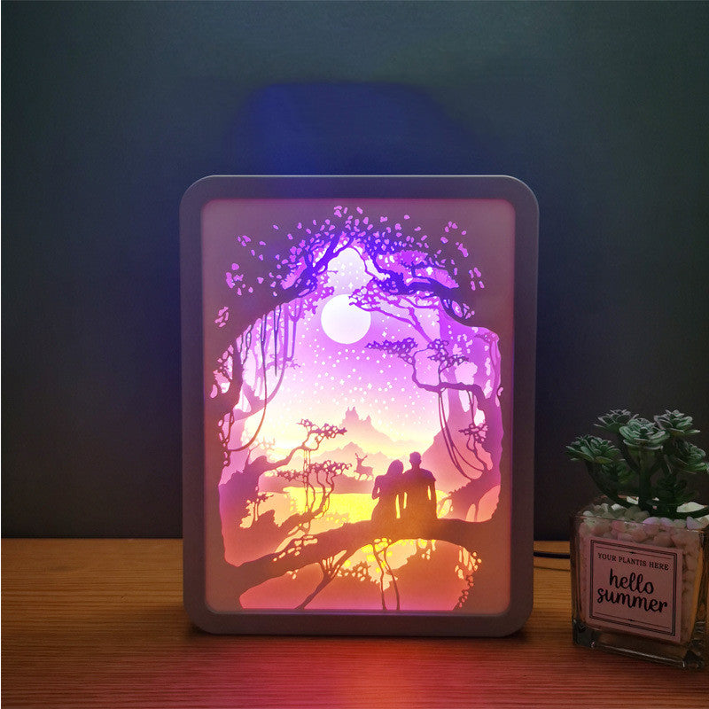 3d Paper Cut Shadow Night Light Box for Christmas, Valentine, Birthday Gift