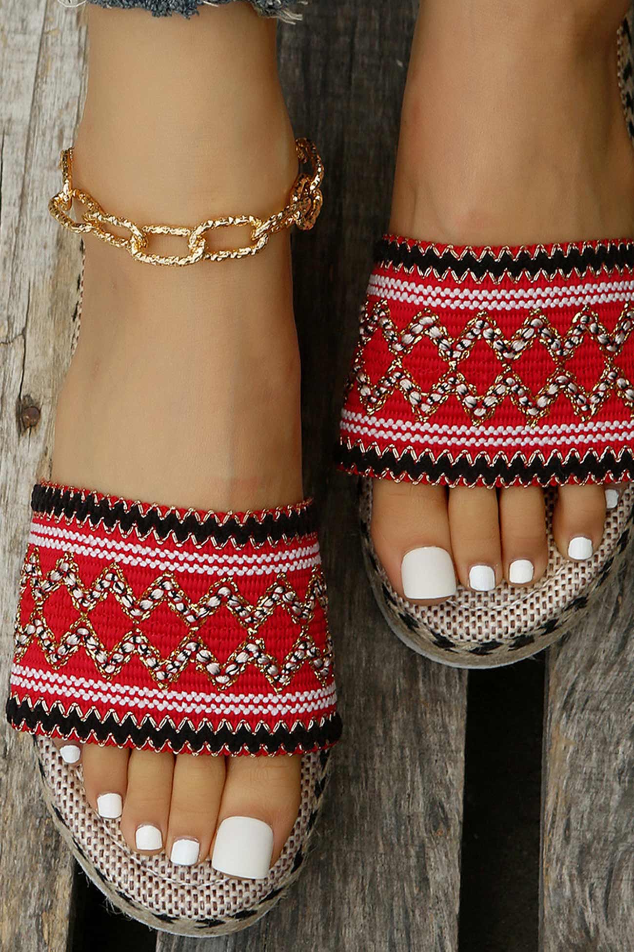 Bohemian Linen Rope Platform Sandals