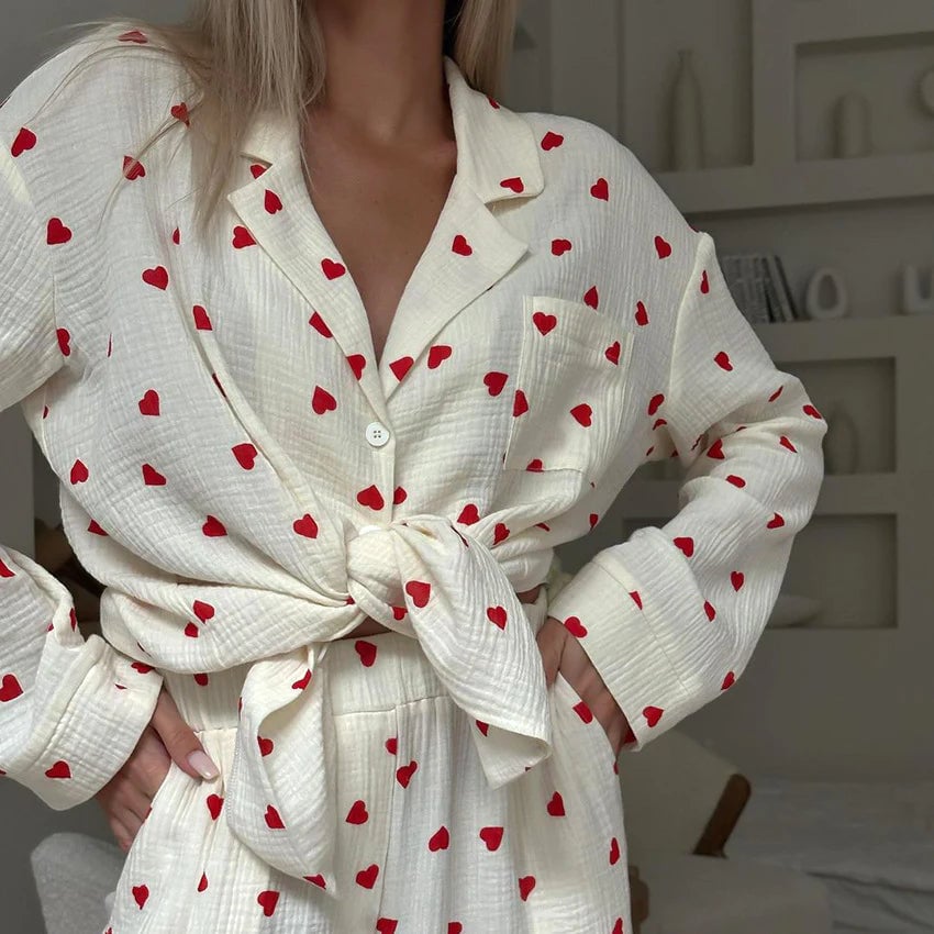 Heart Print Pyjamas Set