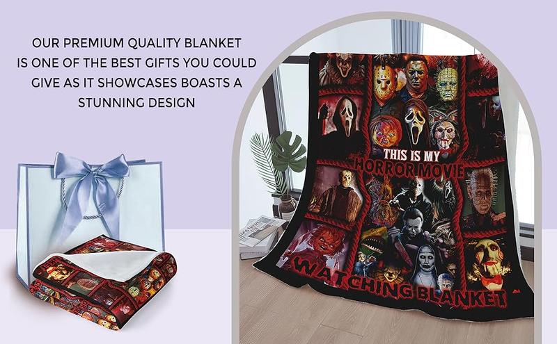 🎁Custom Horror Movie Watching Blanket, This is My Horror Movie Blanket, Halloween Blanket,Halloween Gift For Horror Fans🎃
