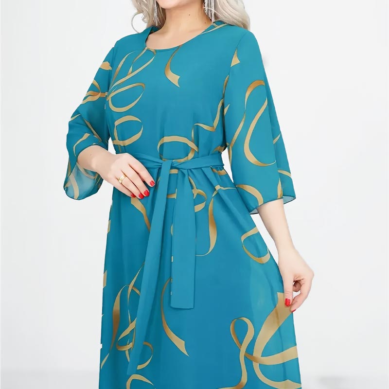 💃Elegant, loose midi dress with ruffled sleeves