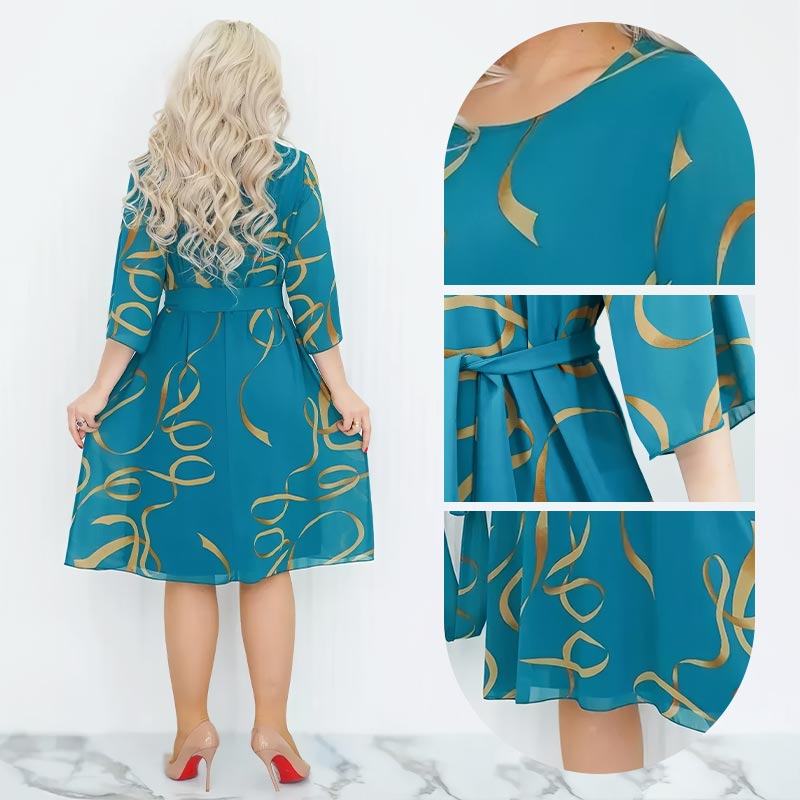 💃Elegant, loose midi dress with ruffled sleeves