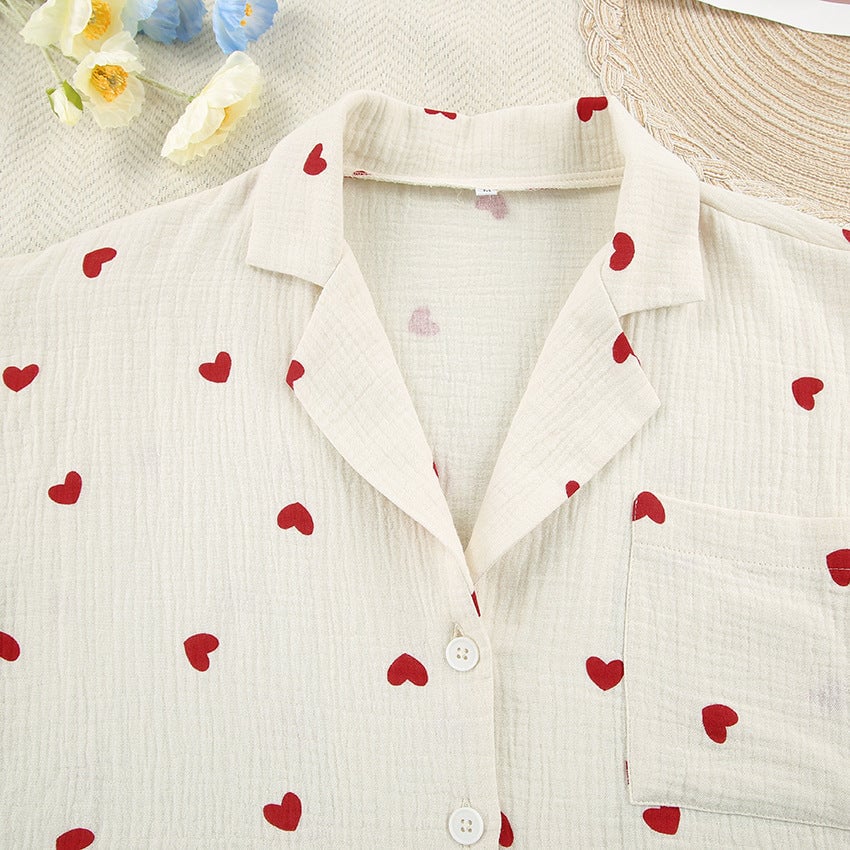 Heart Print Pyjamas Set