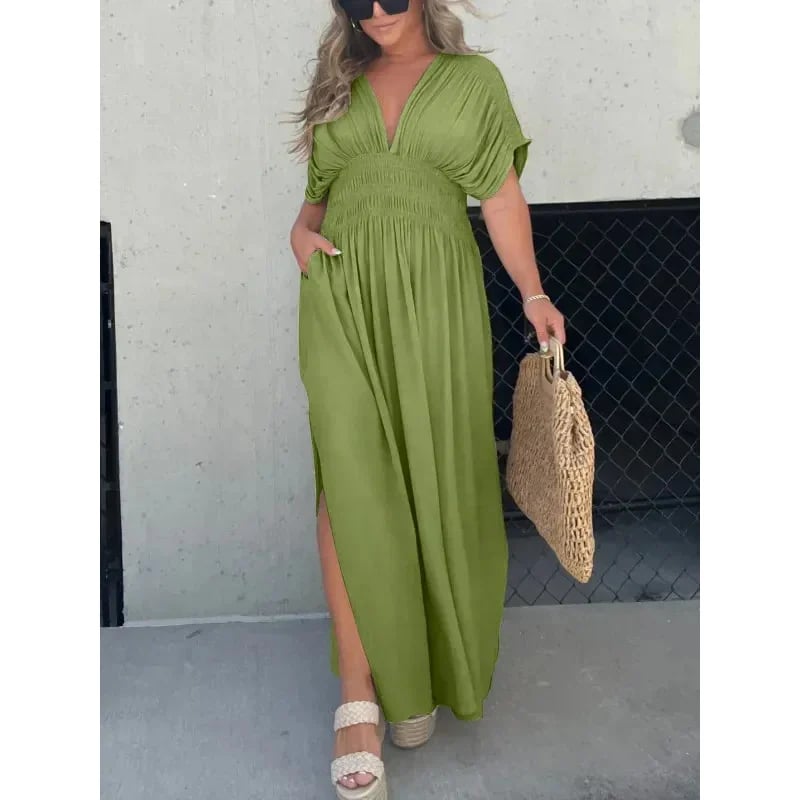 NEW IN 💗 SLIT V-NECK EFFORTLESS MAXI LONG DRESS