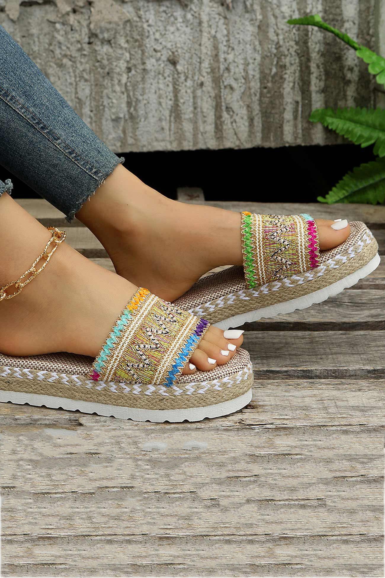 Bohemian Linen Rope Platform Sandals
