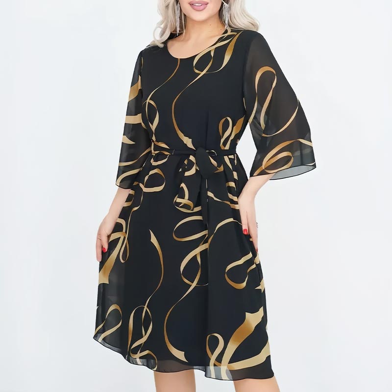 💃Elegant, loose midi dress with ruffled sleeves