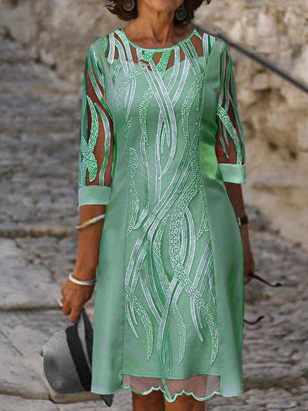 Fashionable round neck lace sun protection dress