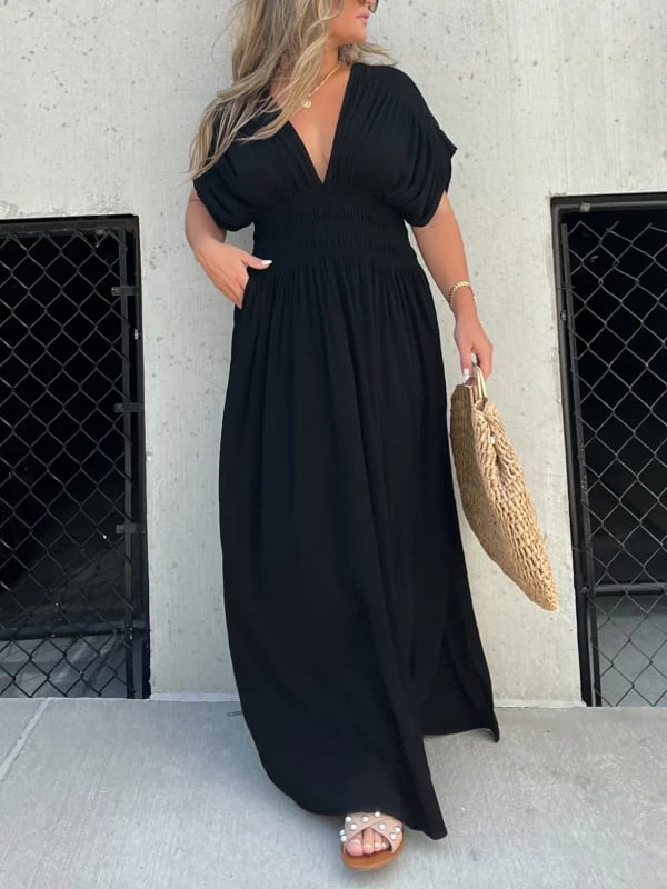 NEW IN 💗 SLIT V-NECK EFFORTLESS MAXI LONG DRESS