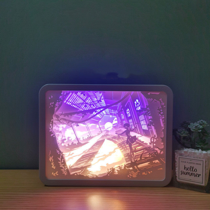3d Paper Cut Shadow Night Light Box for Christmas, Valentine, Birthday Gift