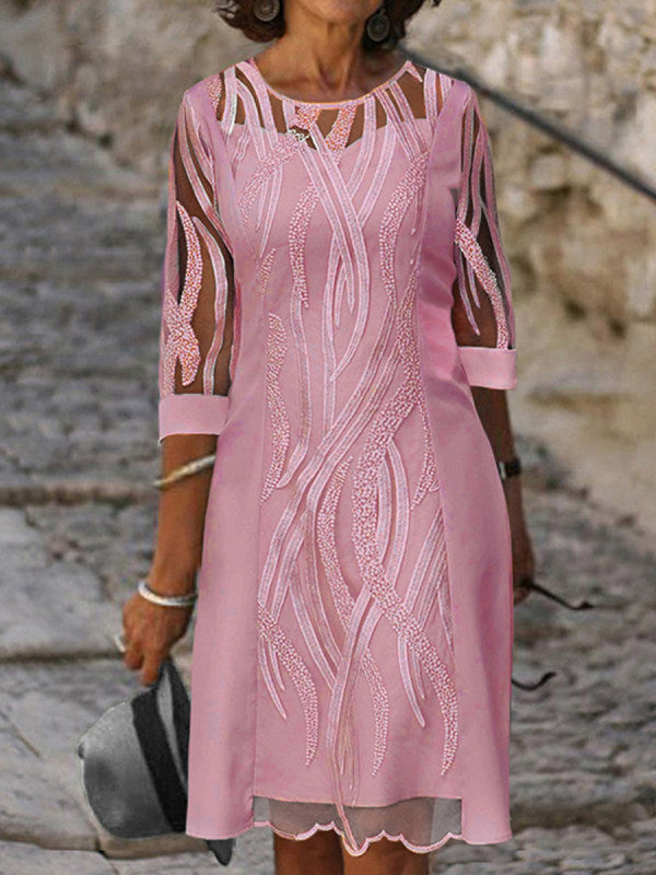 Fashionable round neck lace sun protection dress