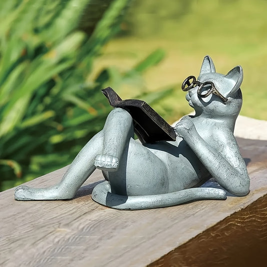 Reading Cat Statue