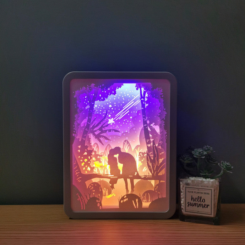 3d Paper Cut Shadow Night Light Box for Christmas, Valentine, Birthday Gift