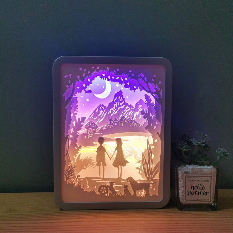 3d Paper Cut Shadow Night Light Box for Christmas, Valentine, Birthday Gift