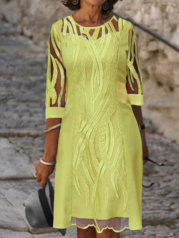 Fashionable round neck lace sun protection dress