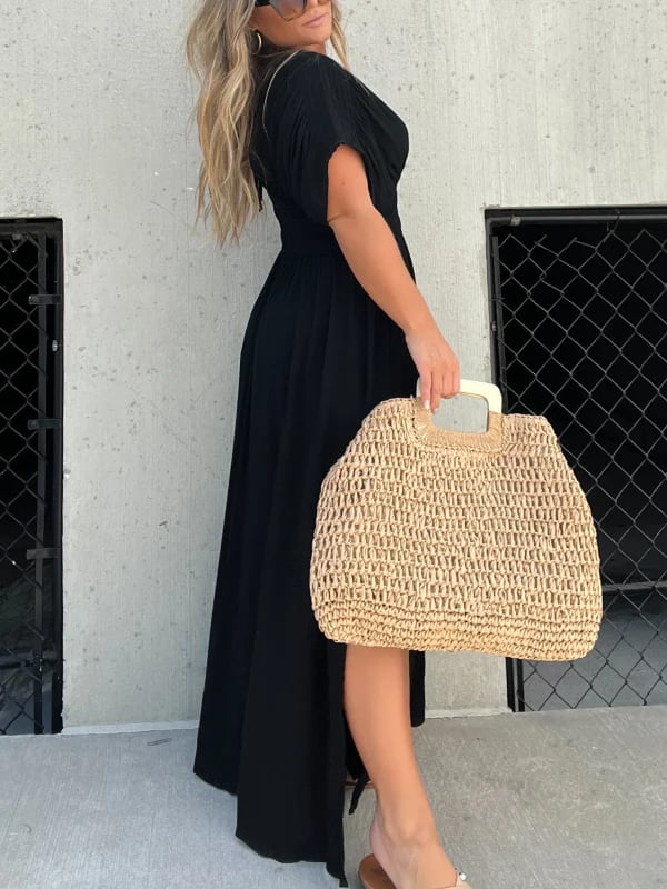 NEW IN 💗 SLIT V-NECK EFFORTLESS MAXI LONG DRESS