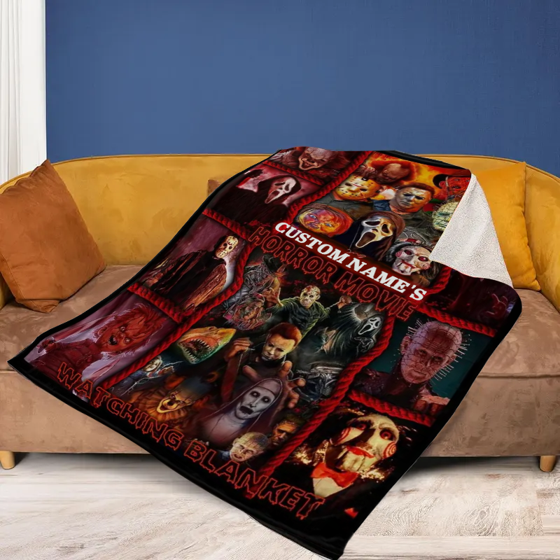 🎁Custom Horror Movie Watching Blanket, This is My Horror Movie Blanket, Halloween Blanket,Halloween Gift For Horror Fans🎃