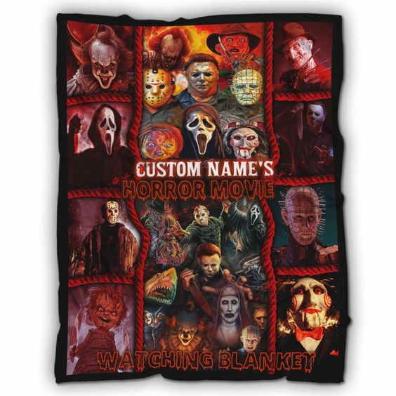 🎁Custom Horror Movie Watching Blanket, This is My Horror Movie Blanket, Halloween Blanket,Halloween Gift For Horror Fans🎃