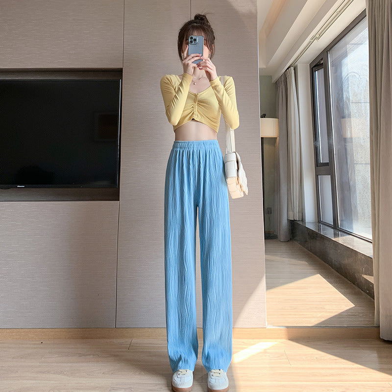 Fashion water ripple silk wide leg pants ✨