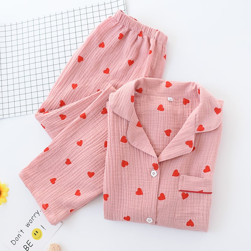 Heart Print Pyjamas Set