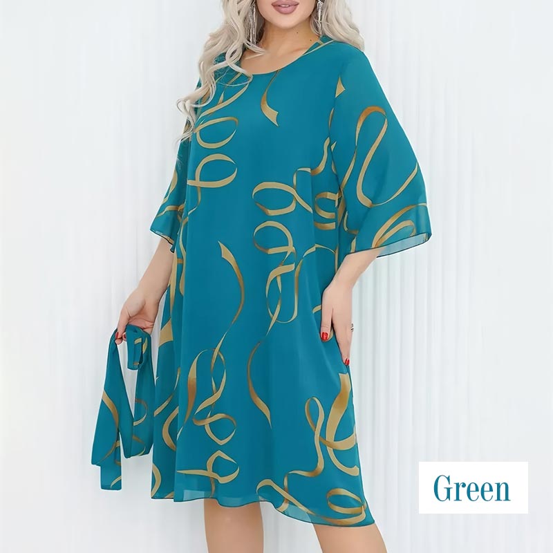 💃Elegant, loose midi dress with ruffled sleeves