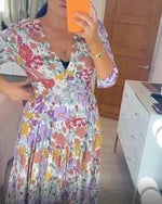🔥2024 New Hot Sales💃Casual floral print V-neck waist wrap long dress - Buy two and get free shipping!
