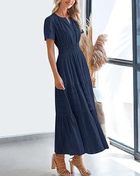 🔥LAST DAY 52% OFF🔥🔥v-neck pleated puff sleeve dress black
