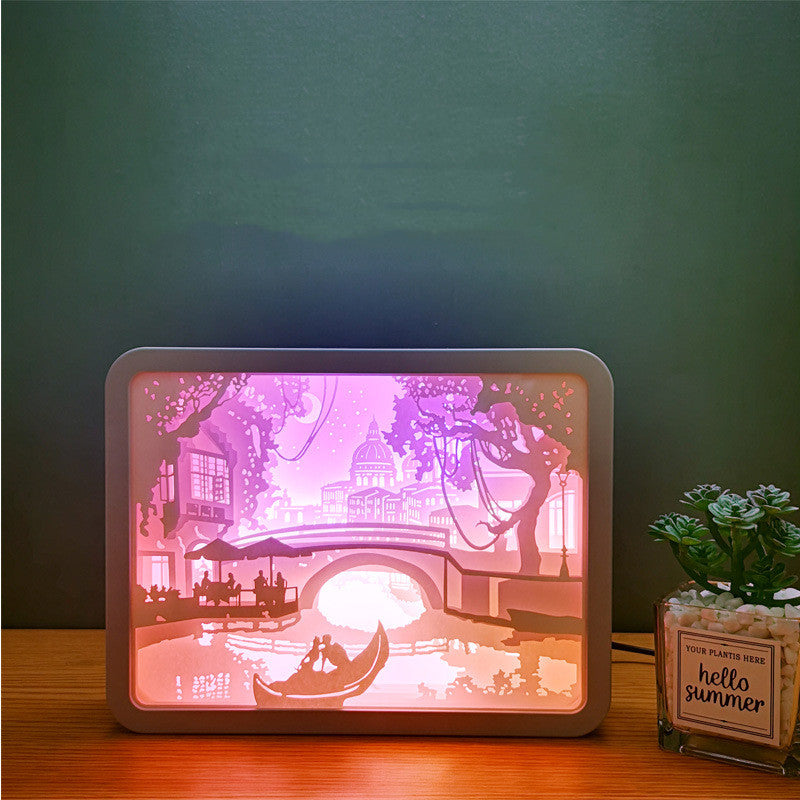 3d Paper Cut Shadow Night Light Box for Christmas, Valentine, Birthday Gift