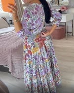 🔥2024 New Hot Sales💃Casual floral print V-neck waist wrap long dress - Buy two and get free shipping!
