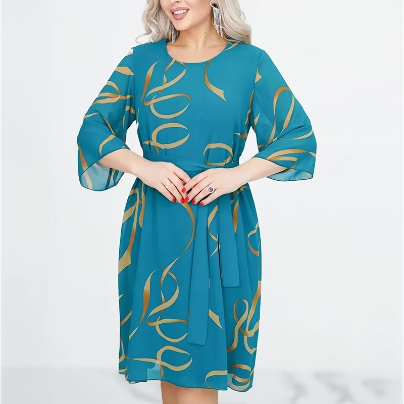 💃Elegant, loose midi dress with ruffled sleeves