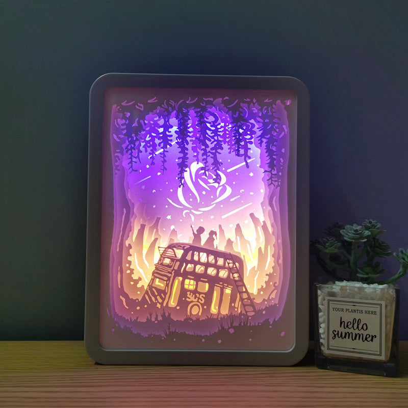 3d Paper Cut Shadow Night Light Box for Christmas, Valentine, Birthday Gift
