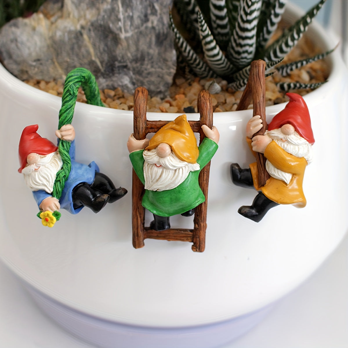 3-Piece 3D Resin Gnome Statue Set