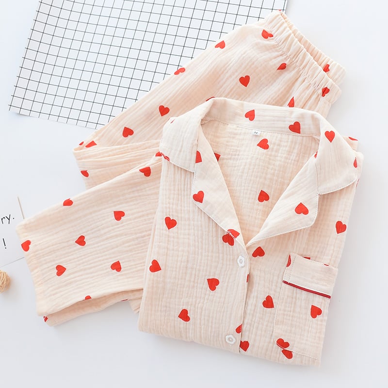 Heart Print Pyjamas Set