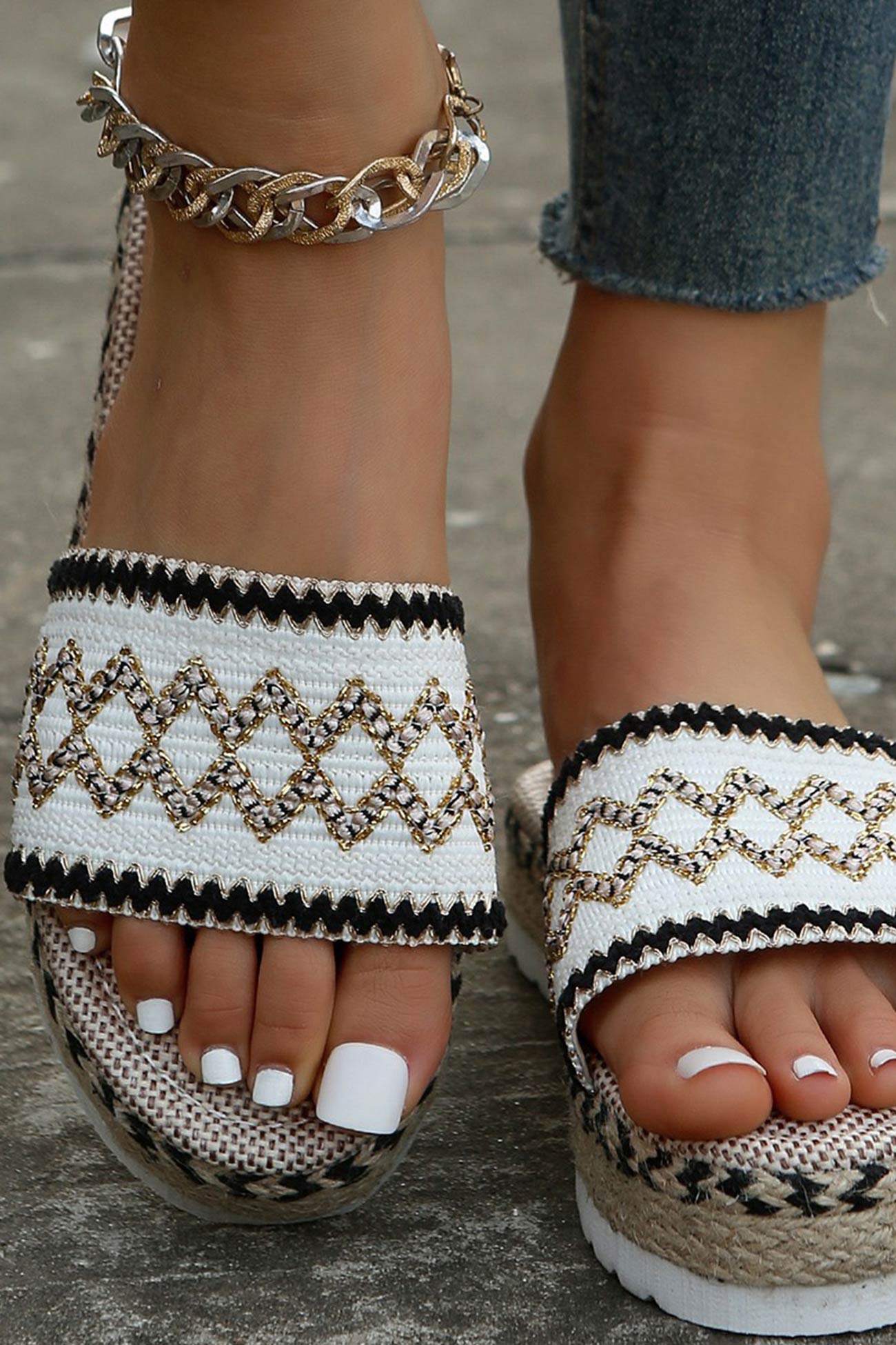 Bohemian Linen Rope Platform Sandals