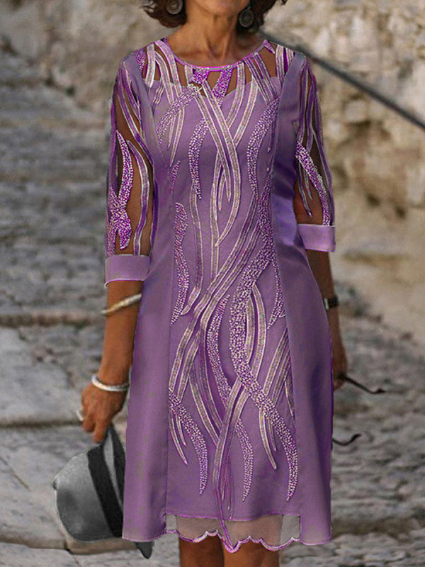 Fashionable round neck lace sun protection dress