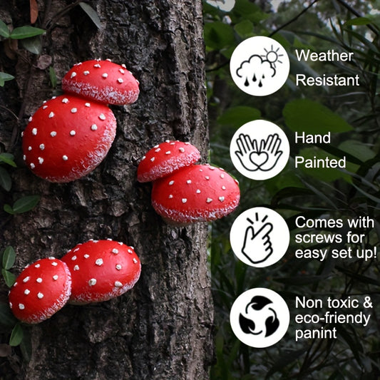 Hand-Painted Resin Mushroom Garden Decor Set