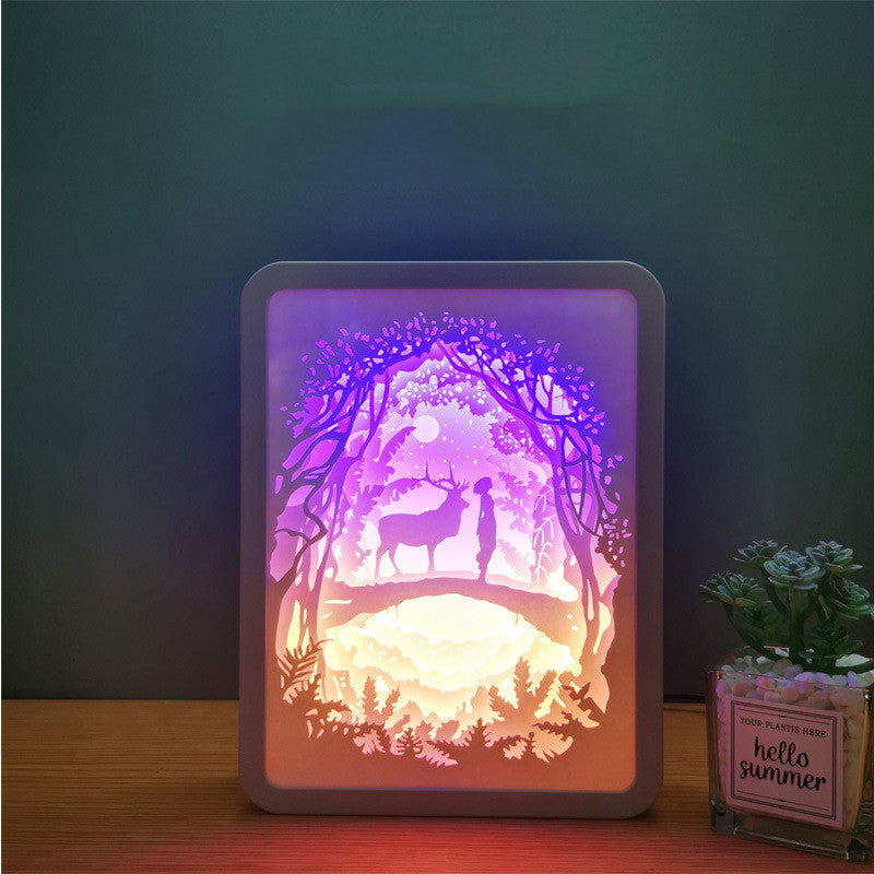 3d Paper Cut Shadow Night Light Box for Christmas, Valentine, Birthday Gift