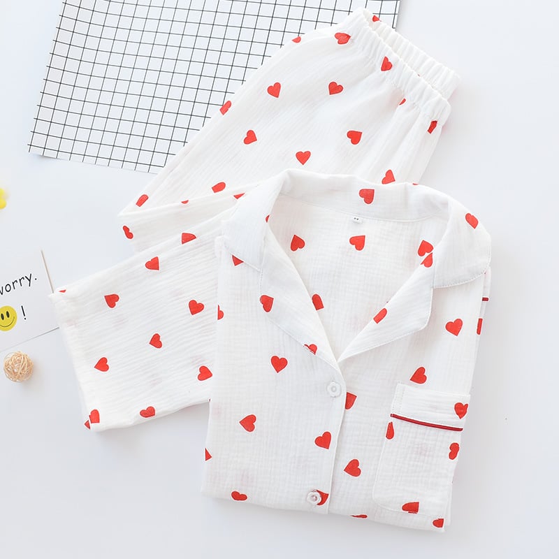 Heart Print Pyjamas Set