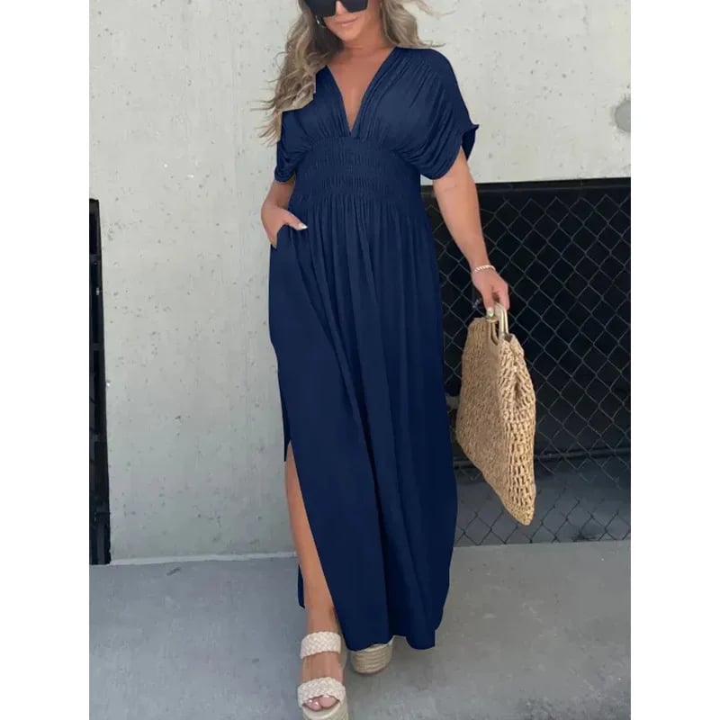 NEW IN 💗 SLIT V-NECK EFFORTLESS MAXI LONG DRESS