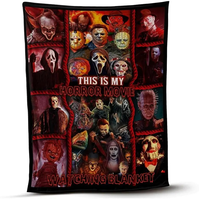 🎁Custom Horror Movie Watching Blanket, This is My Horror Movie Blanket, Halloween Blanket,Halloween Gift For Horror Fans🎃