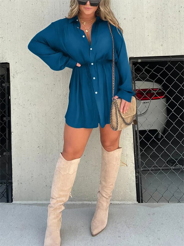 Solid Color Long Sleeve Shirt Bodysuit-Buy 2 Free Shipping