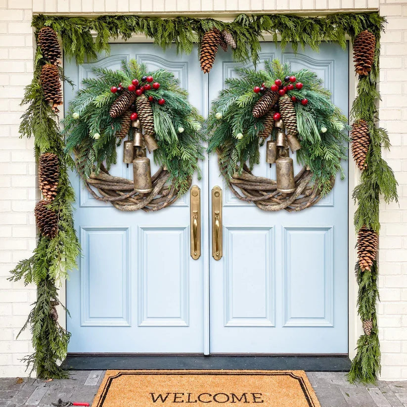 🔥Early Christmas Sale🍭 Farmhouse Christmas Wreath, Boho Wreath, Holiday Wreath