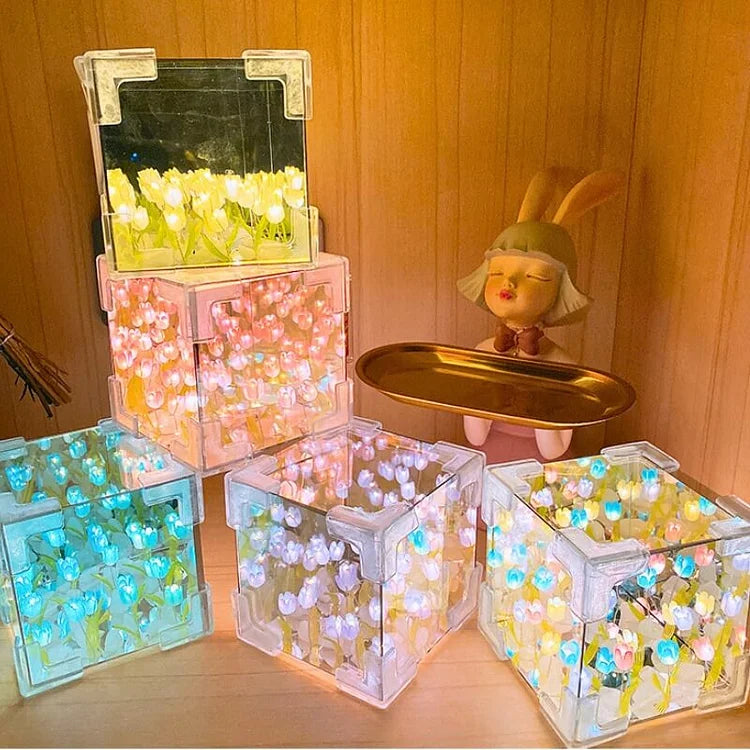 Tulip Cube Mirror Night Light