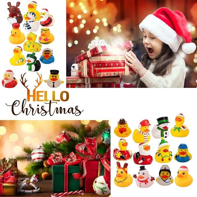 🦆24 Pcs Countdown Christmas Rubber Ducks Advent Calendar