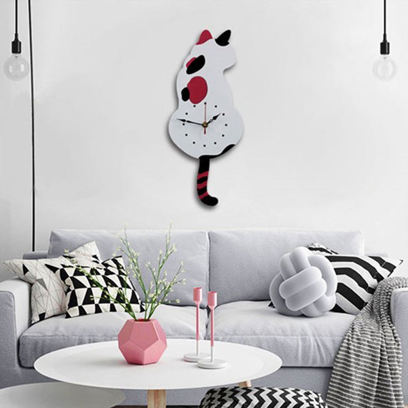 Nordic Cat Wagging Tail Wall Clock