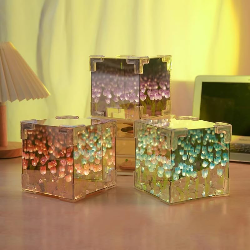 Tulip Cube Mirror Night Light