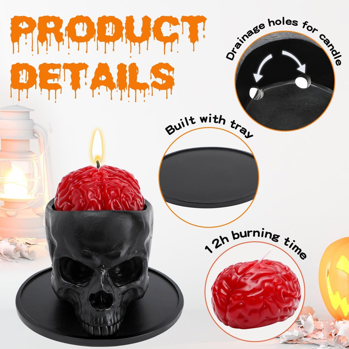 Gothic Skull Bleeding Candle ( With candle )