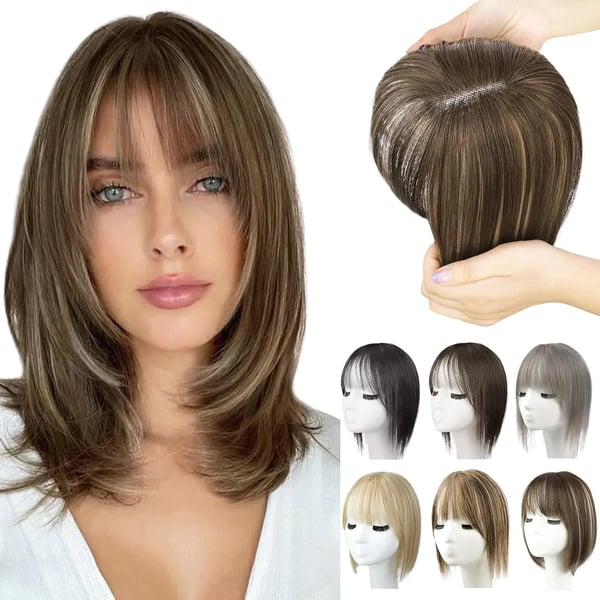 Natural Hair Toppers With Bangs For Women Adding Hair Volume Topper