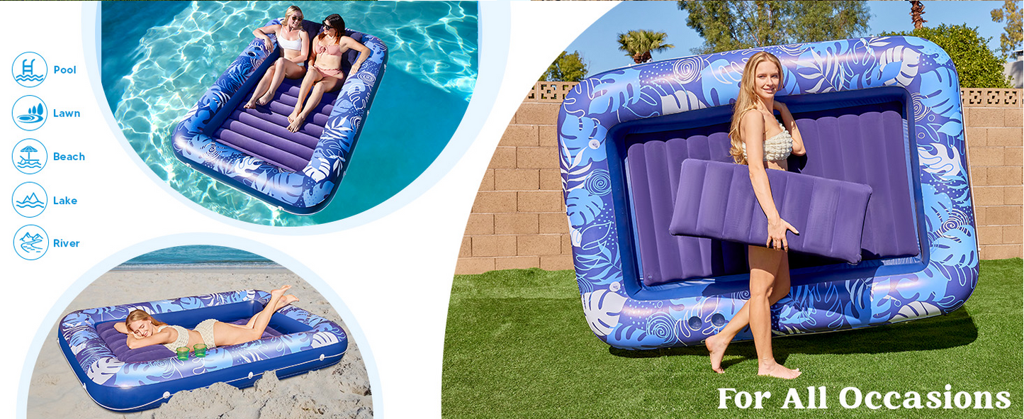 Inflatable Tanning Pool Lounger Float for Adults